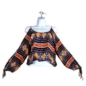 LA Hearts Boho Bohemian XS Small Top Blouse Crop Top Gypsy Festival Hippie #006